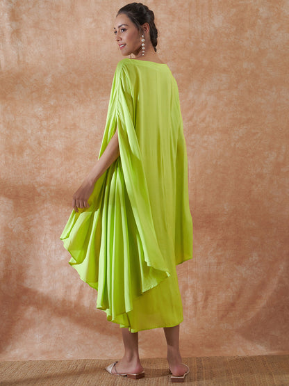 InWeave Lime Green Rayon Cowel Style Kaftan