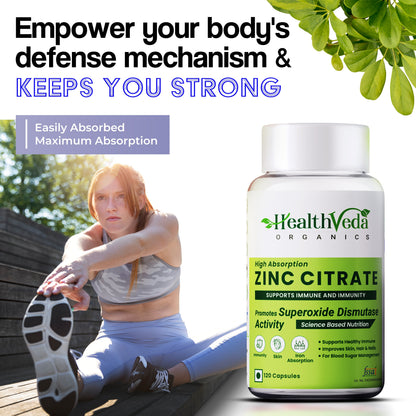 Health Veda Organics Zinc Citrate Veg Capsules