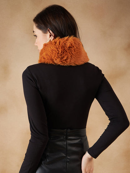 InWeave Women's Carrot Orange Fur Neckpiece