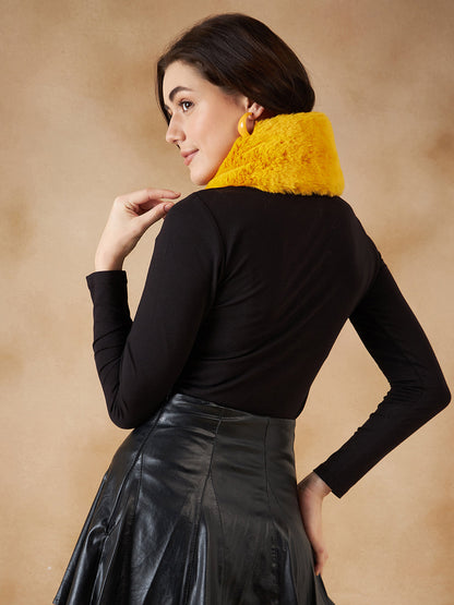 InWeave Women's Yellow Fur Neckpiece