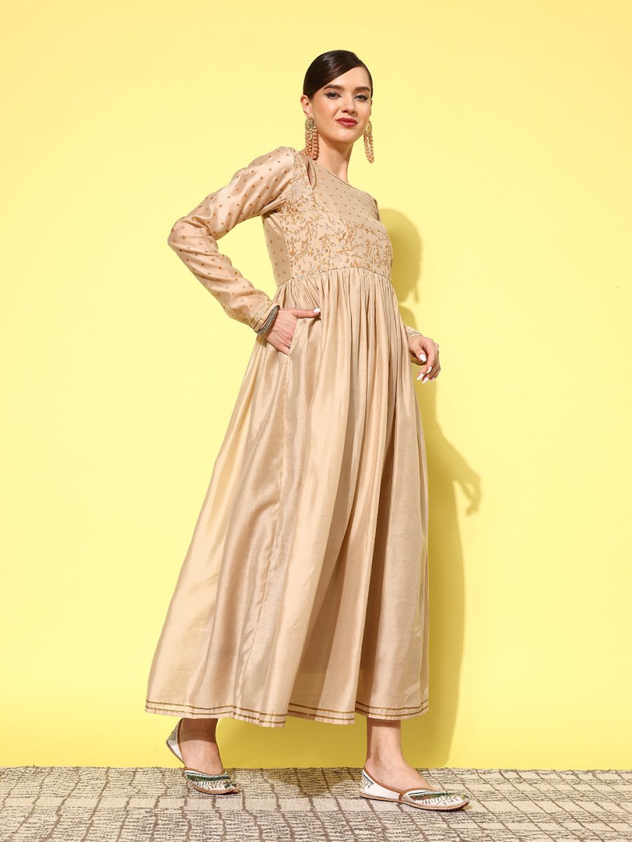 Ahalyaa Floral Embroidered A-Line Maxi Dress