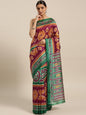 Saree Mall Magenta & Green Printed Bhagalpuri Saree