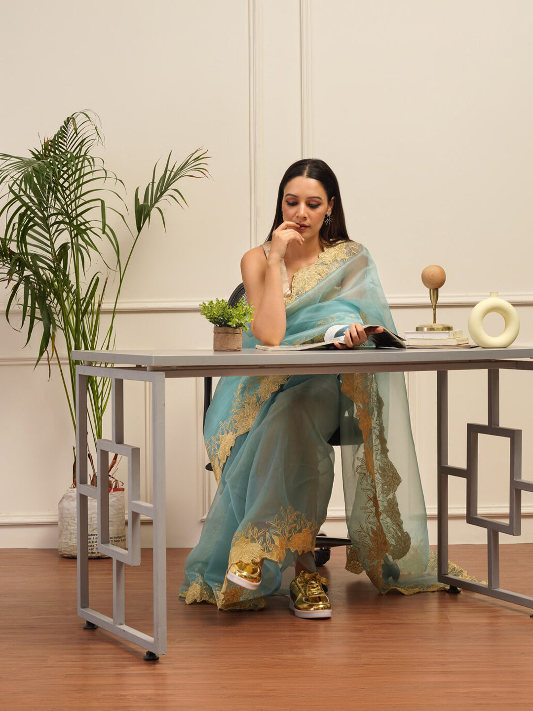 Tikhi Imli Embroidered Organza Heavy Work Saree