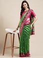 Saree Mall Green & Fuchsia Bandhani Silk Blend Bandhani Sarees