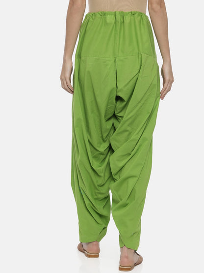 Souchii Lime Green Solid Loose-Fit Patiala