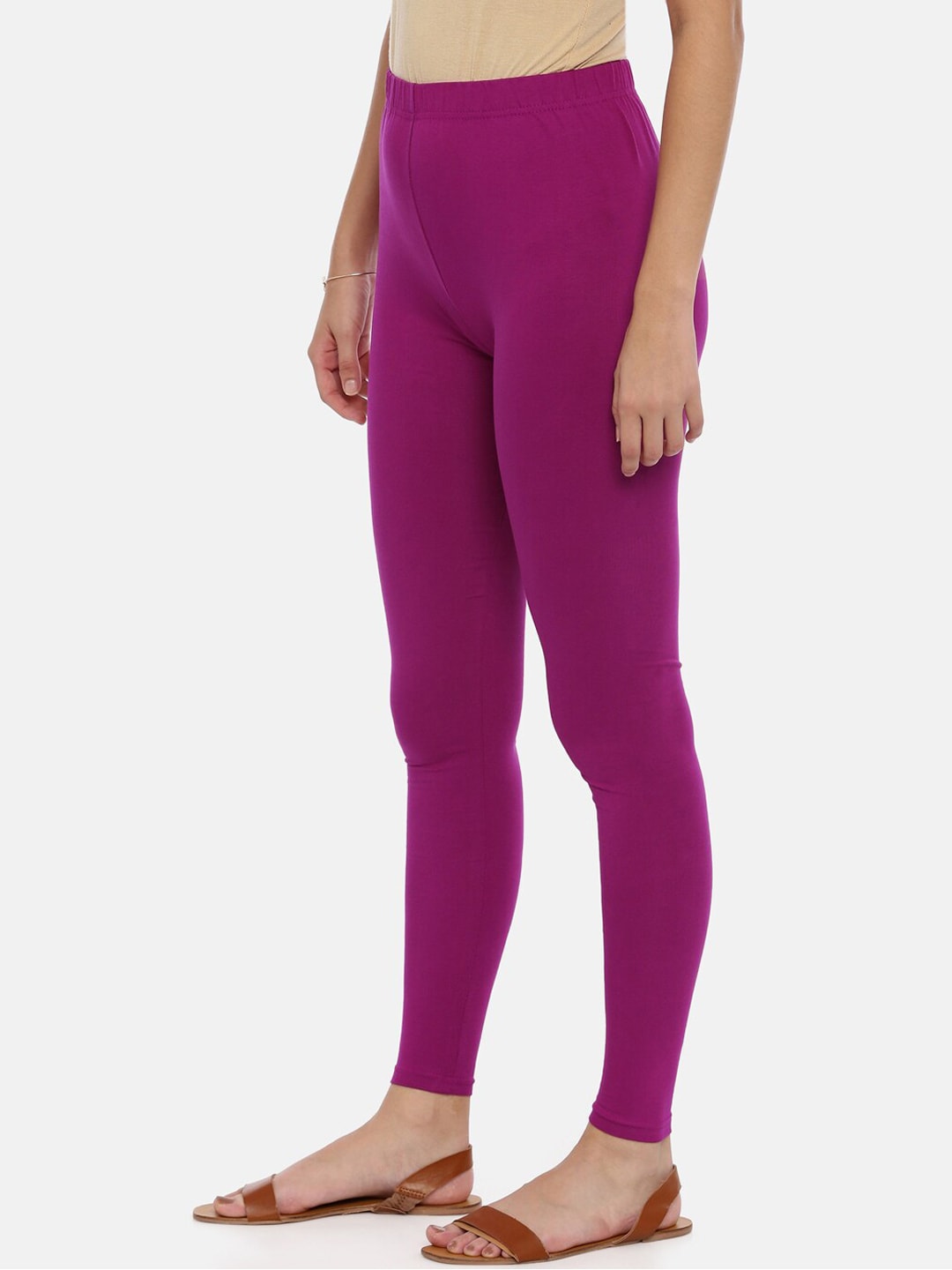 Souchii Purple Solid Slim-Fit Ankle-Length Leggings