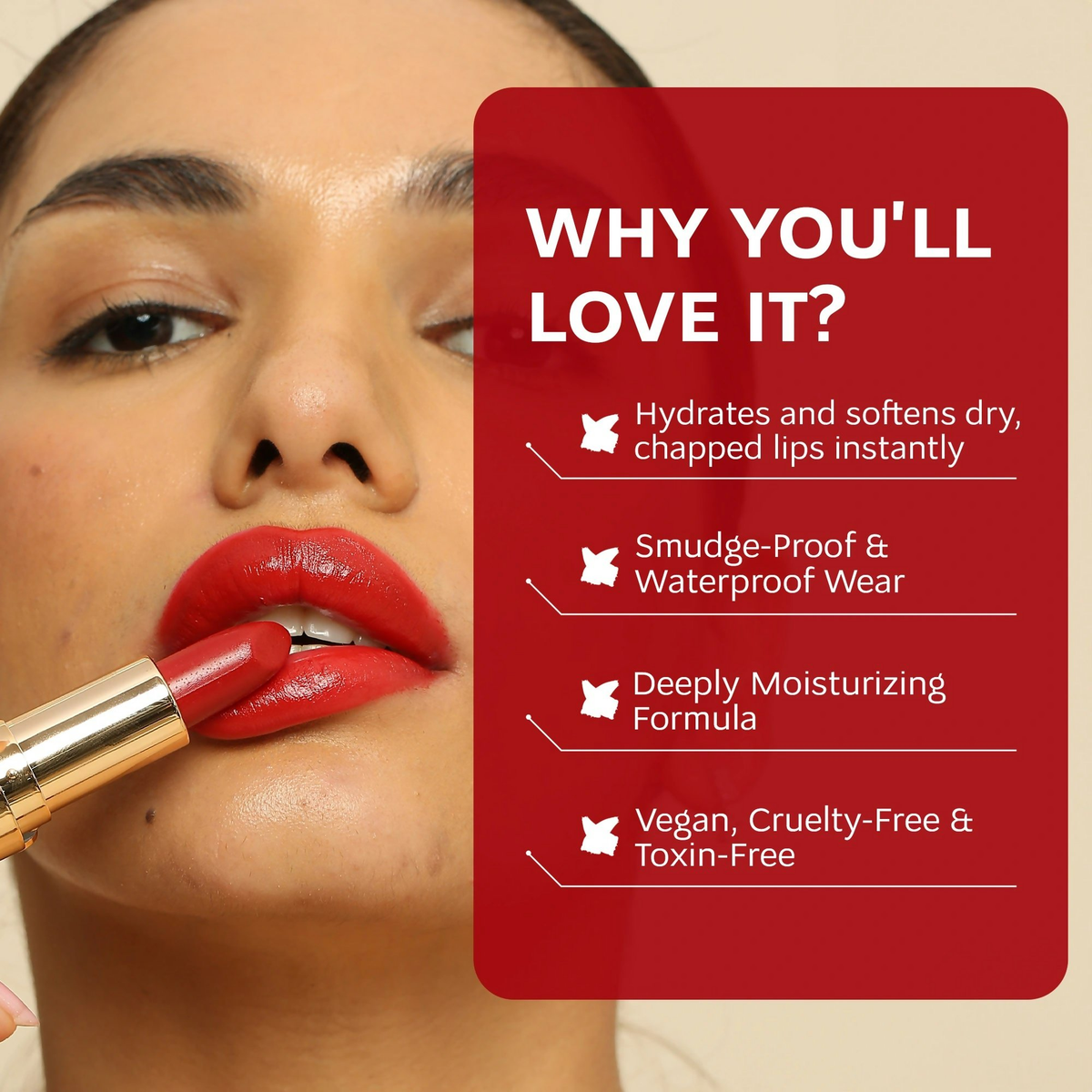 Dunamiss Dona Red Sheen Satin Lipstick