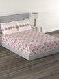 MYTRIDENT White Red Ethnic Motifs 144 TC Cotton Queen Bedsheet With 2 Pillow Covers