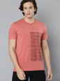 Alcis Men Pink Typography Printed Slim Fit Running T-shirt