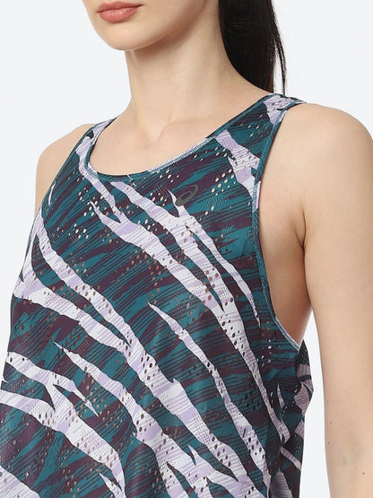 ASICS Ventilate Actibreeze Aop Women White Green Printed T-shirt