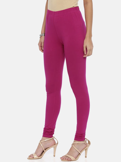 Souchii Purple Solid Slim-Fit Churidar-Length Leggings