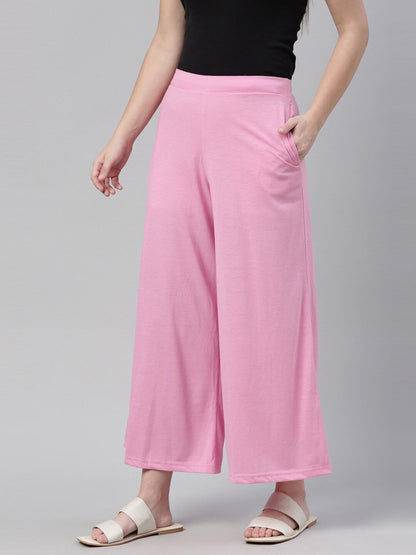 Souchii Women Pink Knitted Palazzos