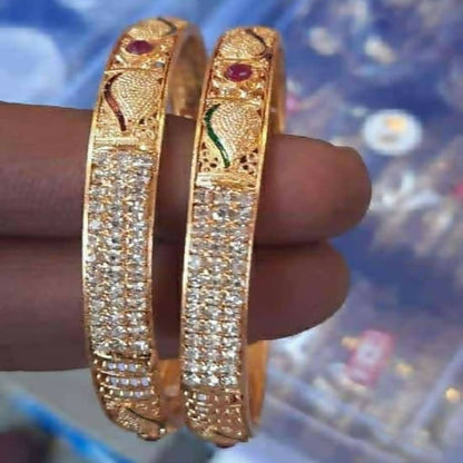 Mominos Fashion Trendy Gold-Polished With American Diamond Bangles