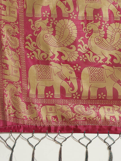Saree Mall Teal Green & Beige Printed Bhagalpuri Saree