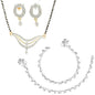 AanyaCentric Gold-Polished Mangalsutra Pendant Earring Set & Silver Plated Anklet