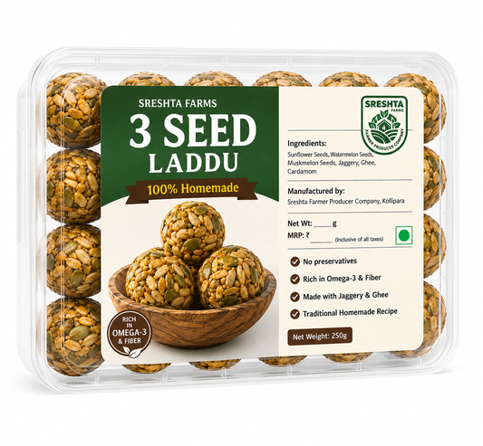 Sreshta Farms Healthy Seed Laddu – Muskmelon, Sunflower & Watermelon Blend