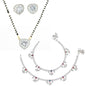 AanyaCentric Gold-Polished Mangalsutra Pendant Earring Set & Silver Plated Anklet