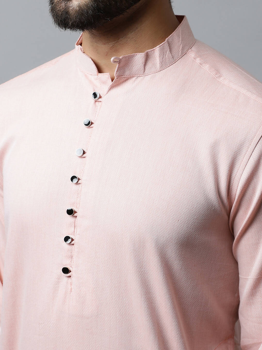 Even Apparels Pink Color Linen Pure Cotton Men's Kurta With Side Placket (SLD070)