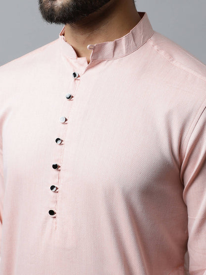 Even Apparels Pink Color Linen Pure Cotton Men's Kurta With Side Placket (SLD070)
