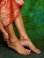 Ruby Raang 22k Gold Polished Stone Anklets