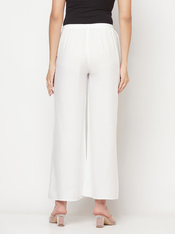 Indian Clothing Aniyah Rayon Flared Slip-On White Palazzo