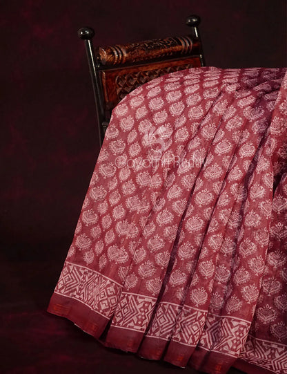 Red Onion All Over Printed Semi Chanderi Saree By Gayathri Reddy Designer Studio