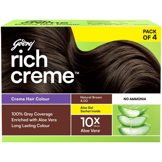 Godrej Expert Rich Creme Hair Colour - Natural Brown 4.00 (Pack of 4)