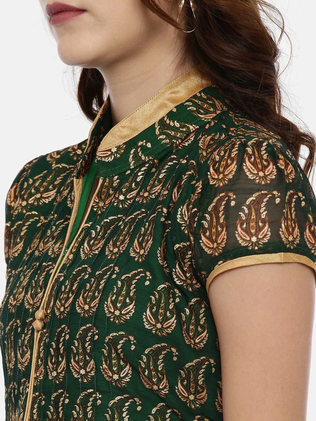 Souchii Green Printed A-Line Dress
