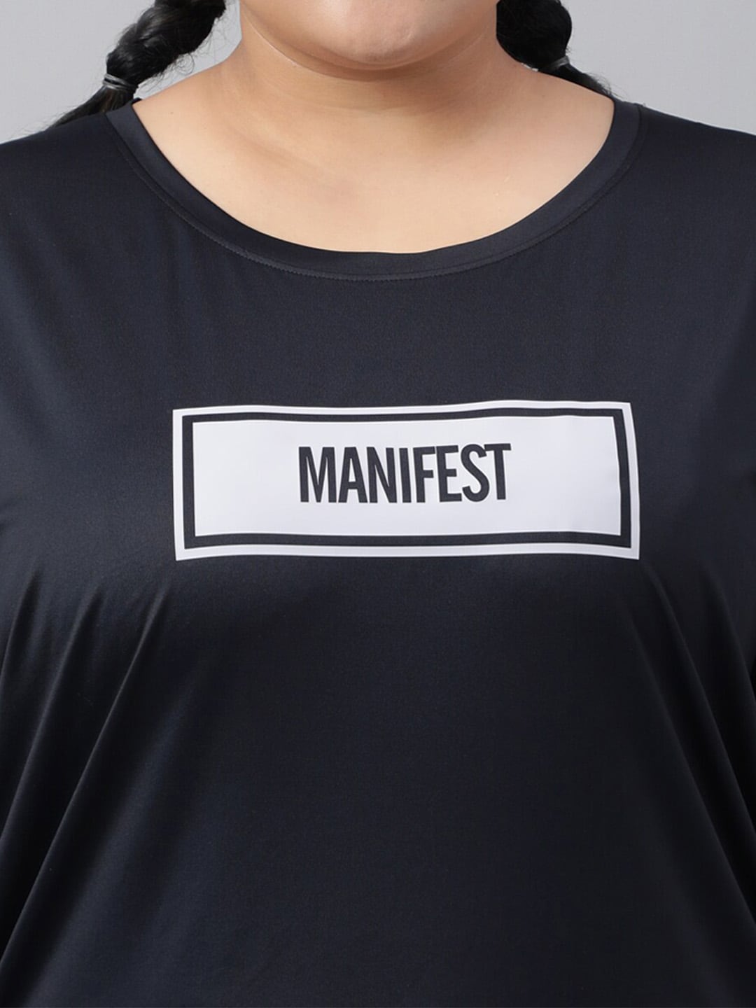 MKH Plus Size Typography Printed Relaxed Fit Dri-FIT T-shirt