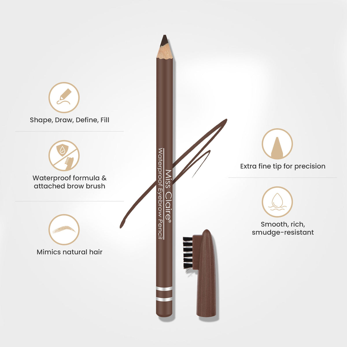 Miss Claire Waterproof Eyebrow Pencil - 02 Dark Brown