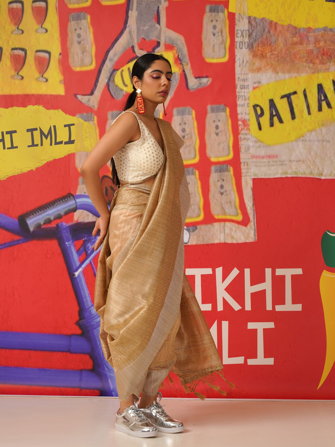Tikhi Imli Sequinned Jute Silk Saree
