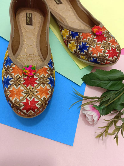 Desi Colour Women Indian Ethnic Footwear-Office Wear Ultra Comfortable Phulkari Work