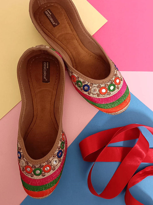 Desi Colour Women Indian Ethnic Footwear-Mirror Archie