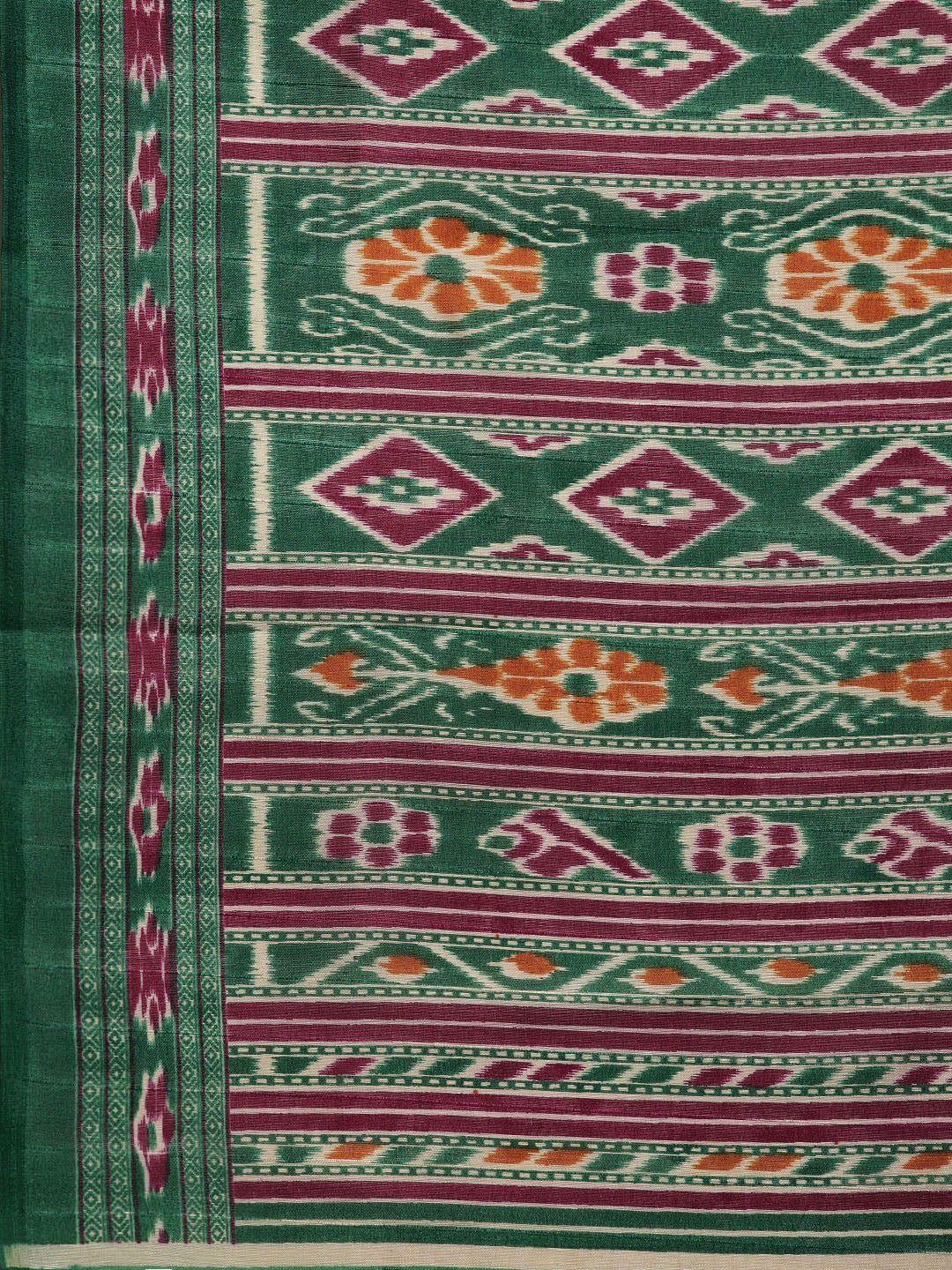 Saree Mall Magenta & Green Printed Bhagalpuri Saree