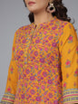 Juniper Women Mustard Georgette Printed Draped Maxi Dress