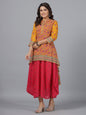 Juniper Women Mustard Georgette Printed Draped Maxi Dress