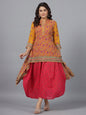 Juniper Women Mustard Georgette Printed Draped Maxi Dress