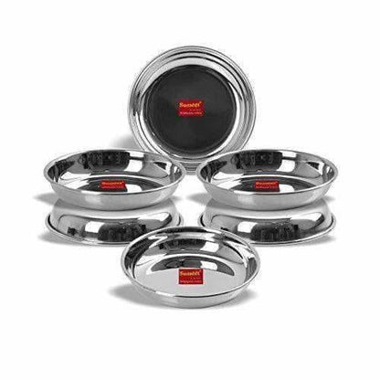 Stainless Steel Heavy Gauge Small Halwa Plates with Mirror finish -  Set of 6pc