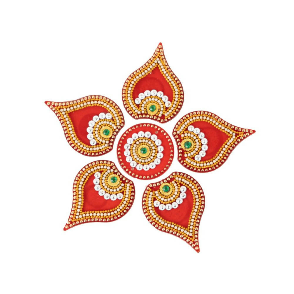 Kundan HandiKrafts Designer Modak Rangoli Red (Baby)