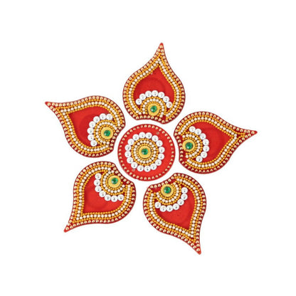 Kundan HandiKrafts Designer Modak Rangoli Red (Baby)