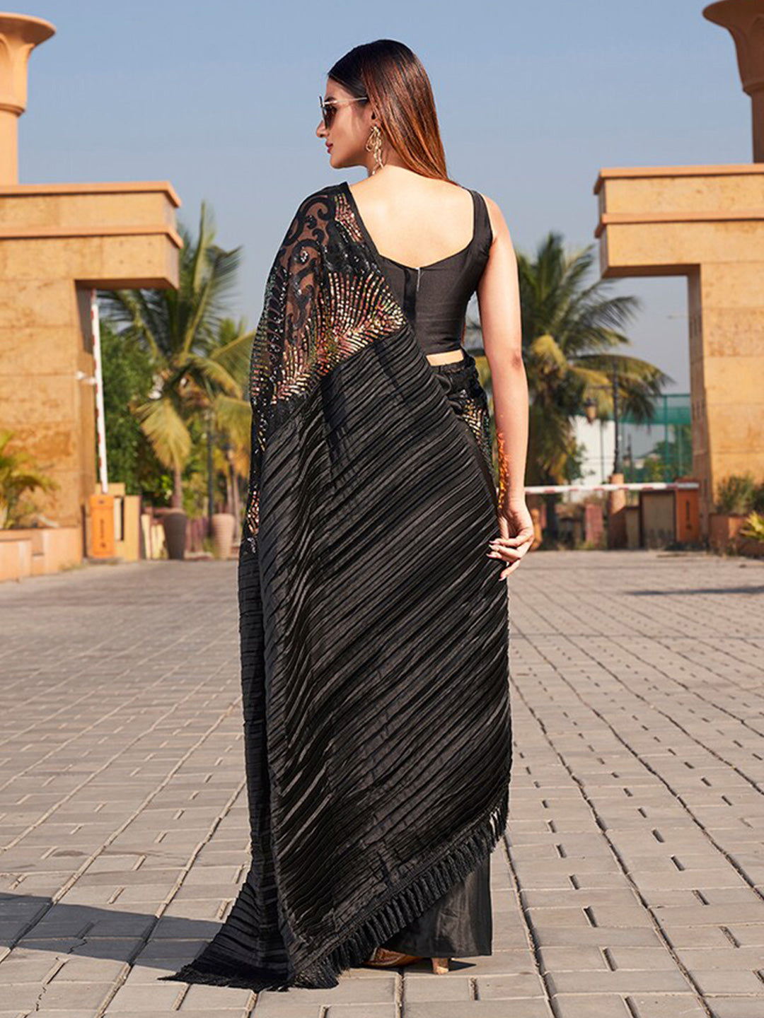 Tikhi Imli Sequinned Satin Saree