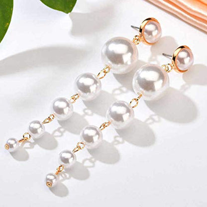 Gold-Polished Alloy Pearl Droplets Earrings - The Pari