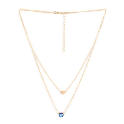 Gold-Toned Alloy Heart & Evil Eye Necklace - The Pari