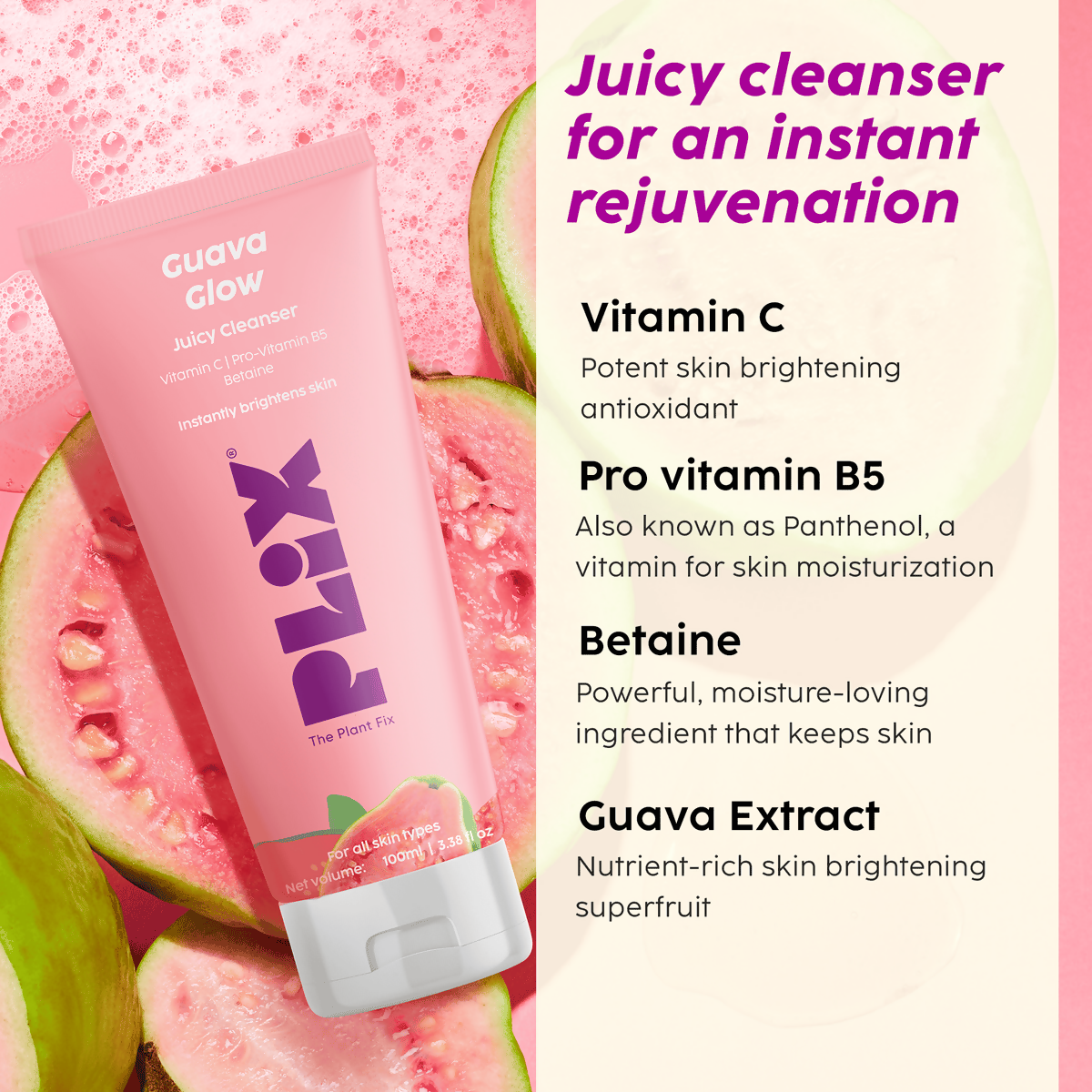 PLIX The Plant Fix Glow bright with Vitamin C Cleanser & 2-in-1 Toner Serum