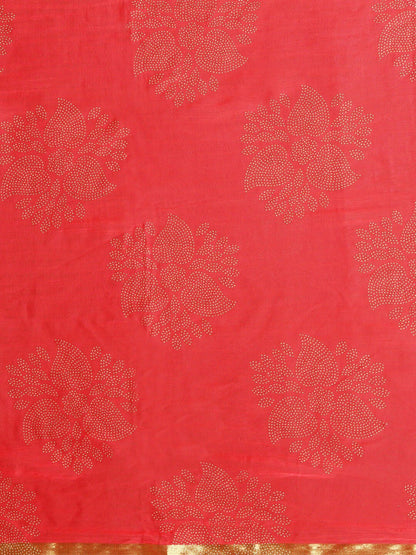Saree Mall Peach-Coloured & Gold-Toned Zari Sarees