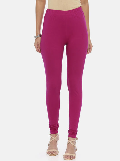 Souchii Purple Solid Slim-Fit Churidar-Length Leggings