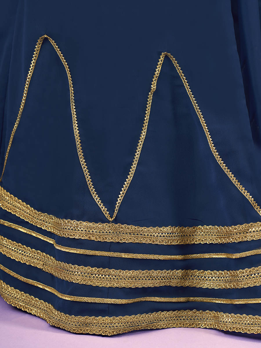 Myra Navy Blue Georgette Embroidered Designer Lehenga