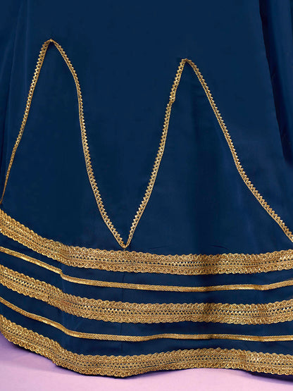 Myra Navy Blue Georgette Embroidered Designer Lehenga