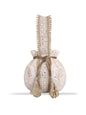 Masq Off White & Gold-Toned Embellished Embroidered Potli Clutch