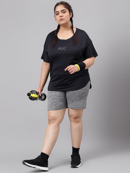MKH Plus Size Drop Shoulder Sleeves Relaxed Fit Dri-FIT Sports T-shirt